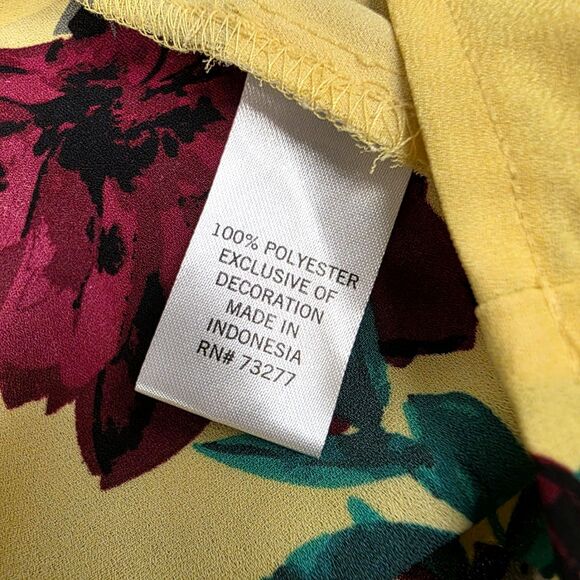 EVRI Tie Waist Bold and Beautiful Yellow Floral Print Blouse Size 1X - Picture 9 of 10